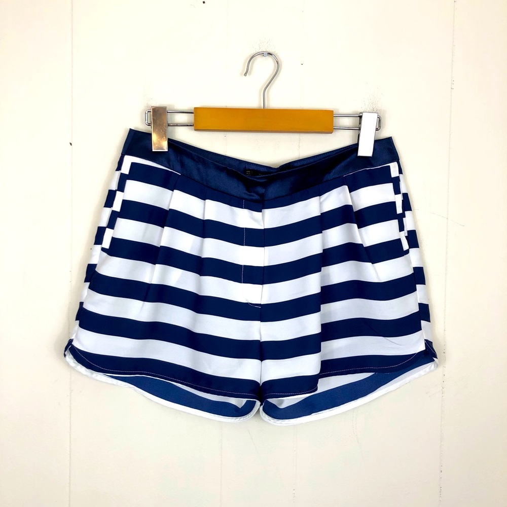 Zara Satin Nautical Stripe Shorts Sz S